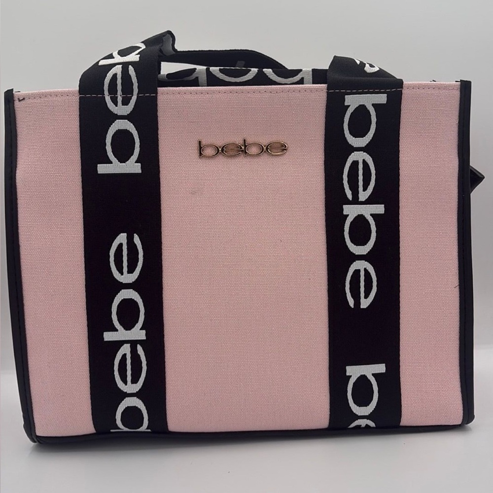 bebe Pink and Black Tote Bag